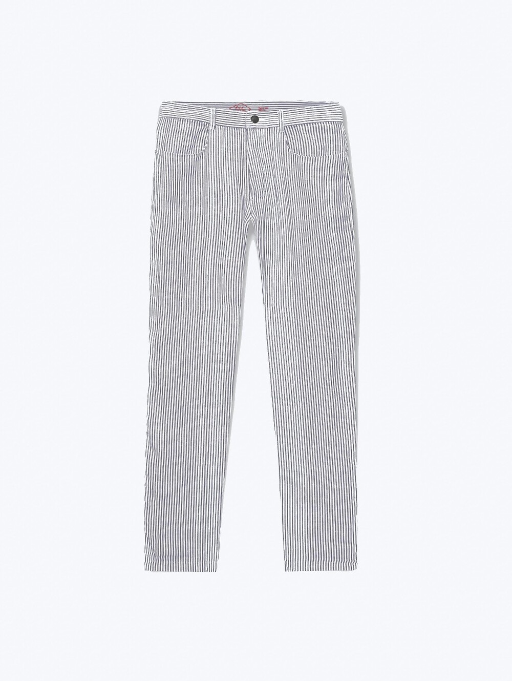 Alex Crane Cham Linen Core Navy Stripe Pants 34